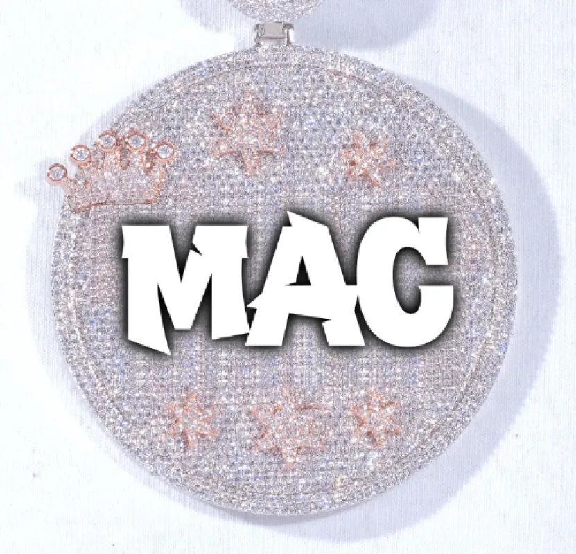 CUSTOM LETTER NECKLACE 3D BIG CROWN DISC sold by The GUU Shop