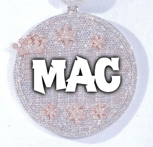 CUSTOM LETTER NECKLACE 3D BIG CROWN DISC sold by The GUU Shop