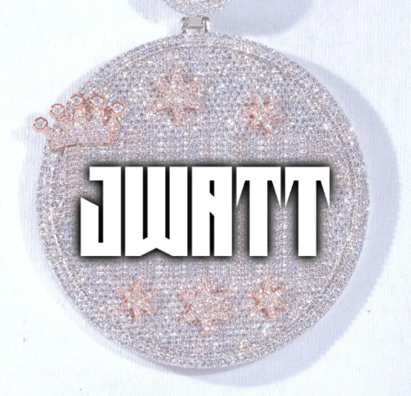 CUSTOM LETTER NECKLACE 3D BIG CROWN DISC sold by The GUU Shop