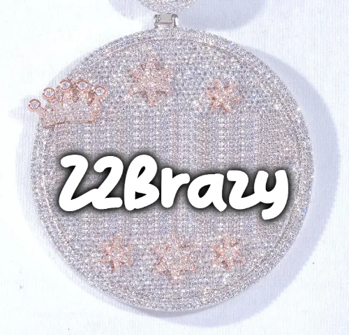 CUSTOM LETTER NECKLACE 3D BIG CROWN DISC sold by The GUU Shop