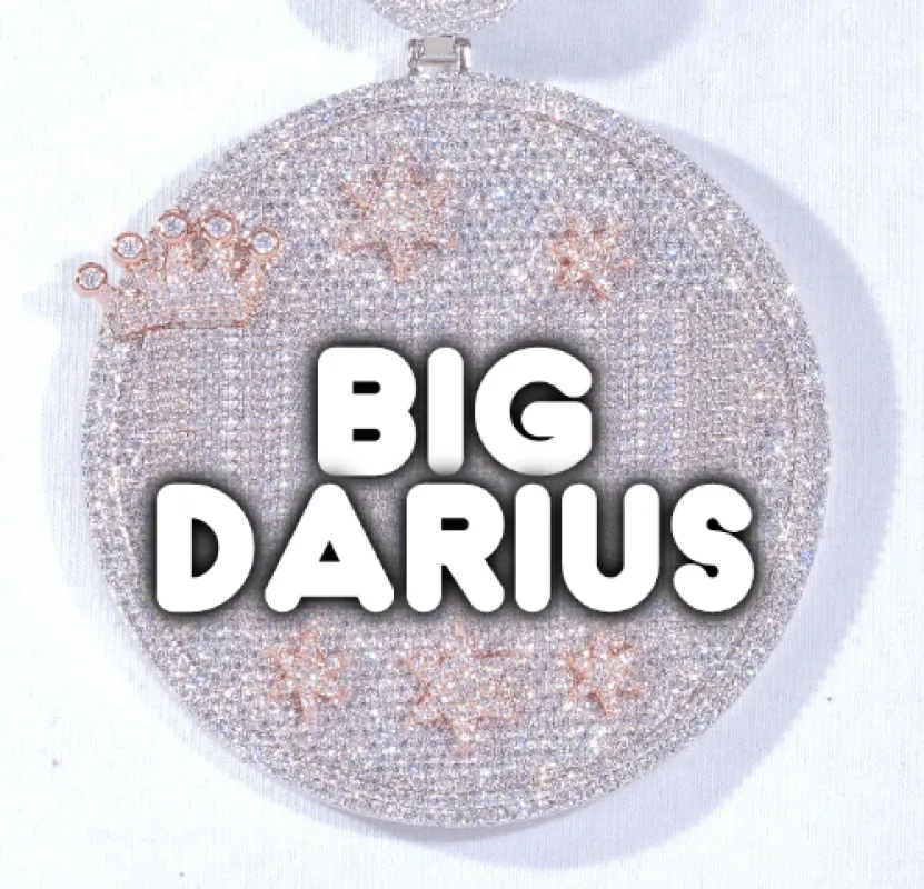 CUSTOM LETTER NECKLACE 3D BIG CROWN DISC sold by The GUU Shop