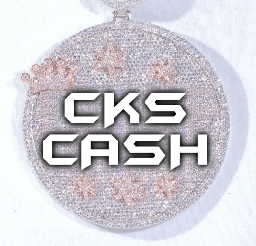 CUSTOM LETTER NECKLACE 3D BIG CROWN DISC sold by The GUU Shop