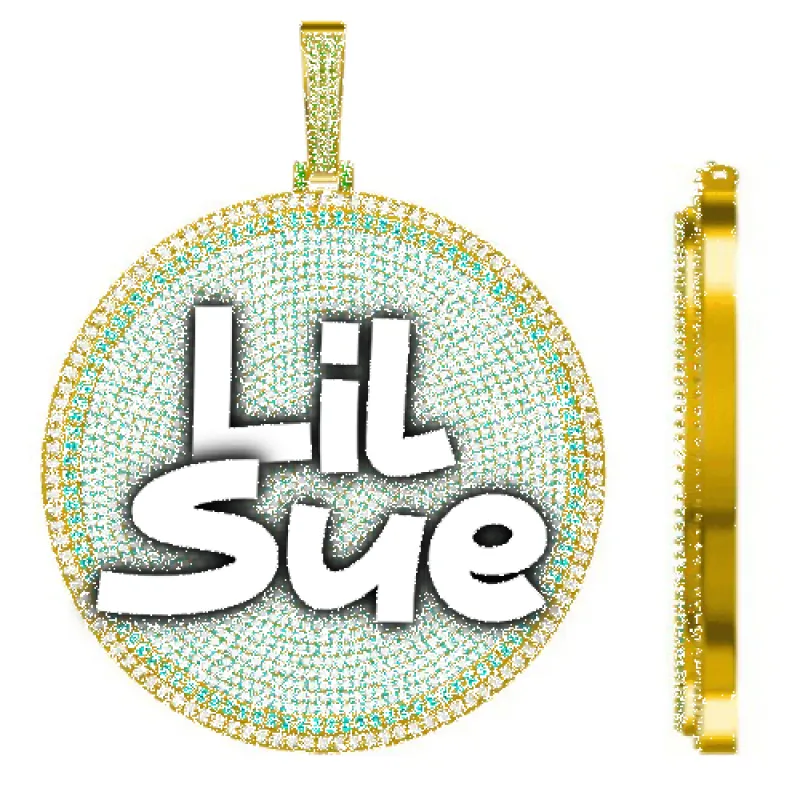 CUSTOM LETTER NECKLACE 3D BIG DISC sold by The GUU Shop