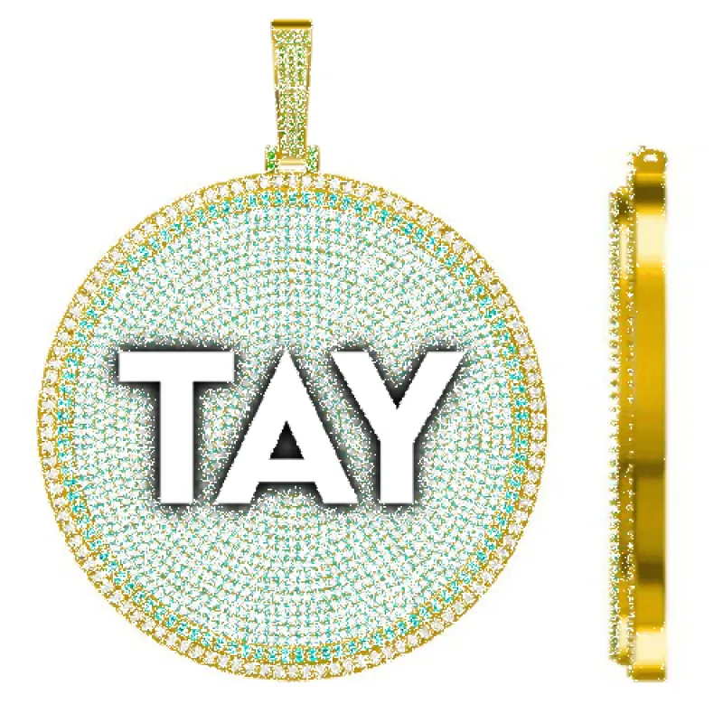 CUSTOM LETTER NECKLACE 3D BIG DISC sold by The GUU Shop