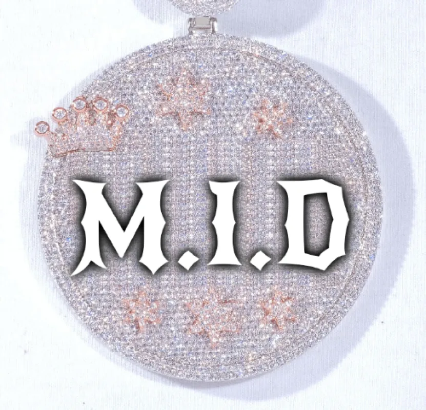 CUSTOM LETTER NECKLACE 3D BIG CROWN DISC sold by The GUU Shop