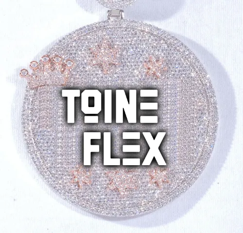 CUSTOM LETTER NECKLACE 3D BIG CROWN DISC sold by The GUU Shop