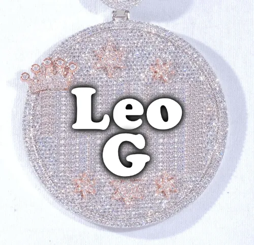 CUSTOM LETTER NECKLACE 3D BIG CROWN DISC sold by The GUU Shop