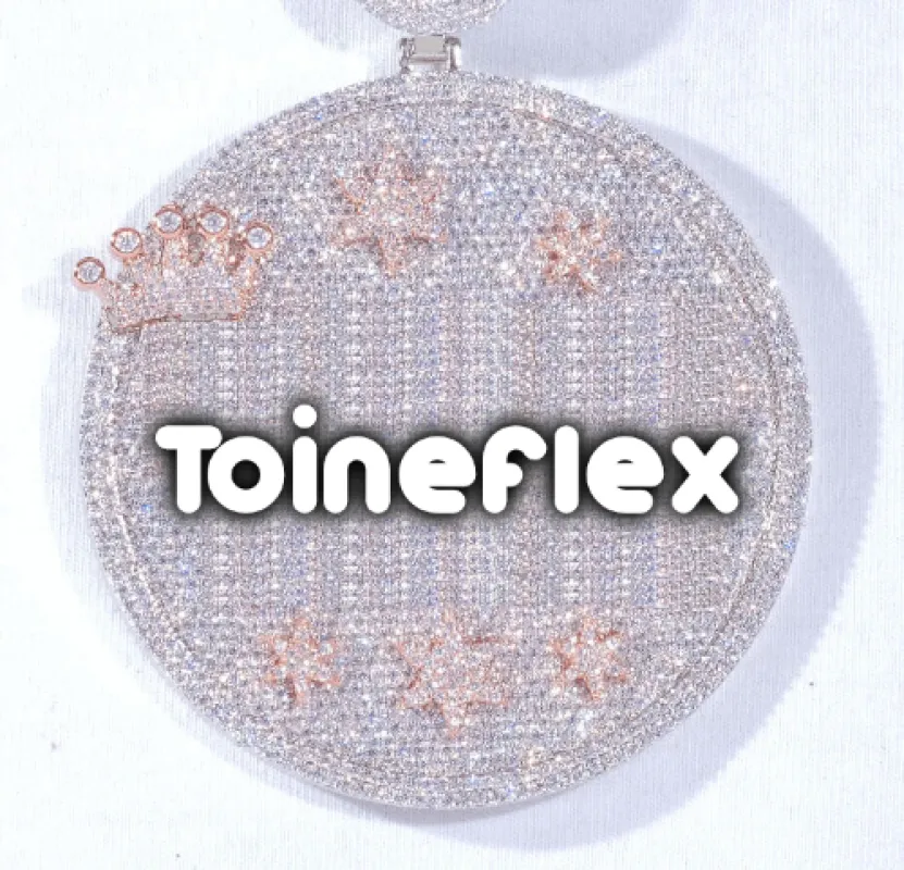 CUSTOM LETTER NECKLACE 3D BIG CROWN DISC sold by The GUU Shop