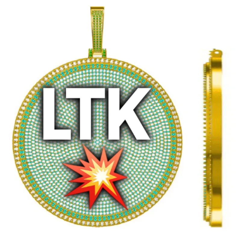 CUSTOM LETTER NECKLACE 3D BIG DISC sold by The GUU Shop