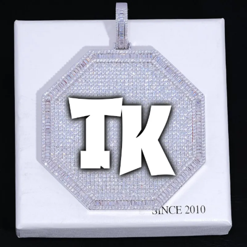 CUSTOM LETTER NECKLACE 3D BIG OCTAGON sold by The GUU Shop