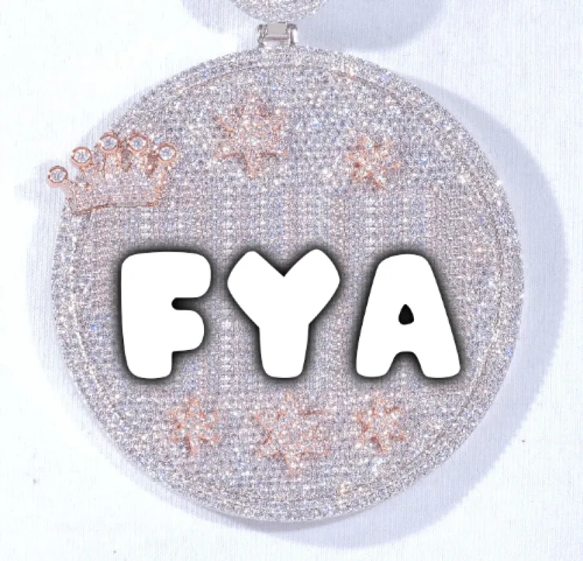 CUSTOM LETTER NECKLACE 3D BIG CROWN DISC sold by The GUU Shop