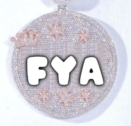 CUSTOM LETTER NECKLACE 3D BIG CROWN DISC sold by The GUU Shop