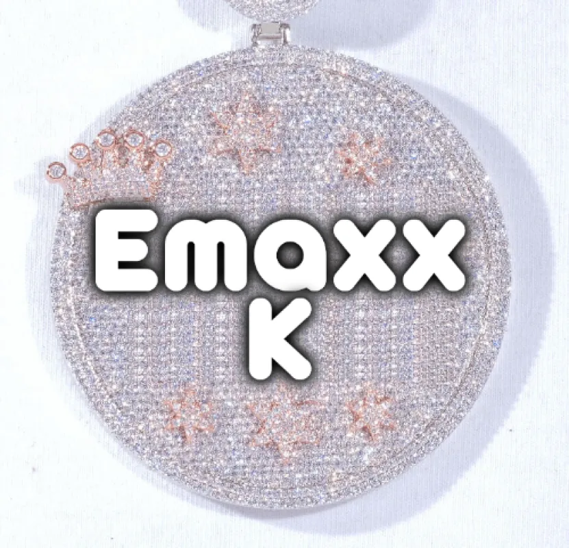 CUSTOM LETTER NECKLACE 3D BIG CROWN DISC sold by The GUU Shop