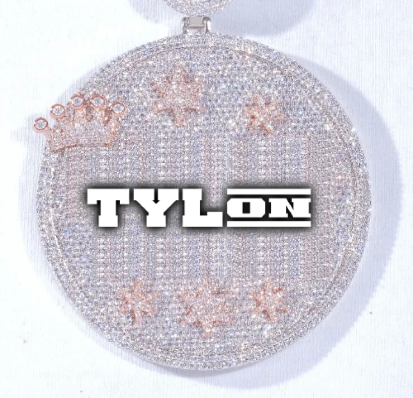 CUSTOM LETTER NECKLACE 3D BIG CROWN DISC sold by The GUU Shop