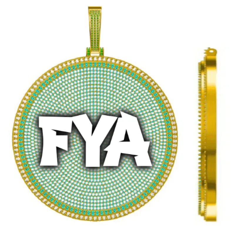 CUSTOM LETTER NECKLACE 3D BIG DISC sold by The GUU Shop