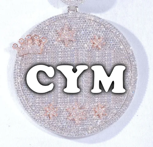 CUSTOM LETTER NECKLACE 3D BIG CROWN DISC sold by The GUU Shop