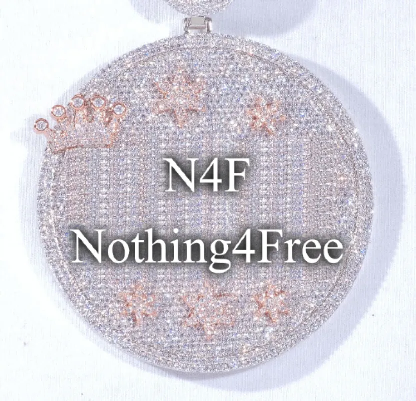 CUSTOM LETTER NECKLACE 3D BIG CROWN DISC sold by The GUU Shop