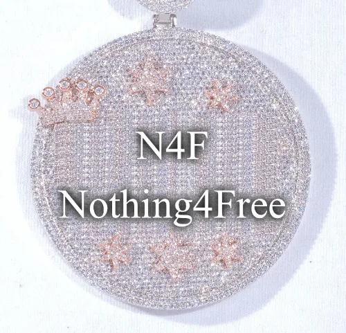 CUSTOM LETTER NECKLACE 3D BIG CROWN DISC sold by The GUU Shop