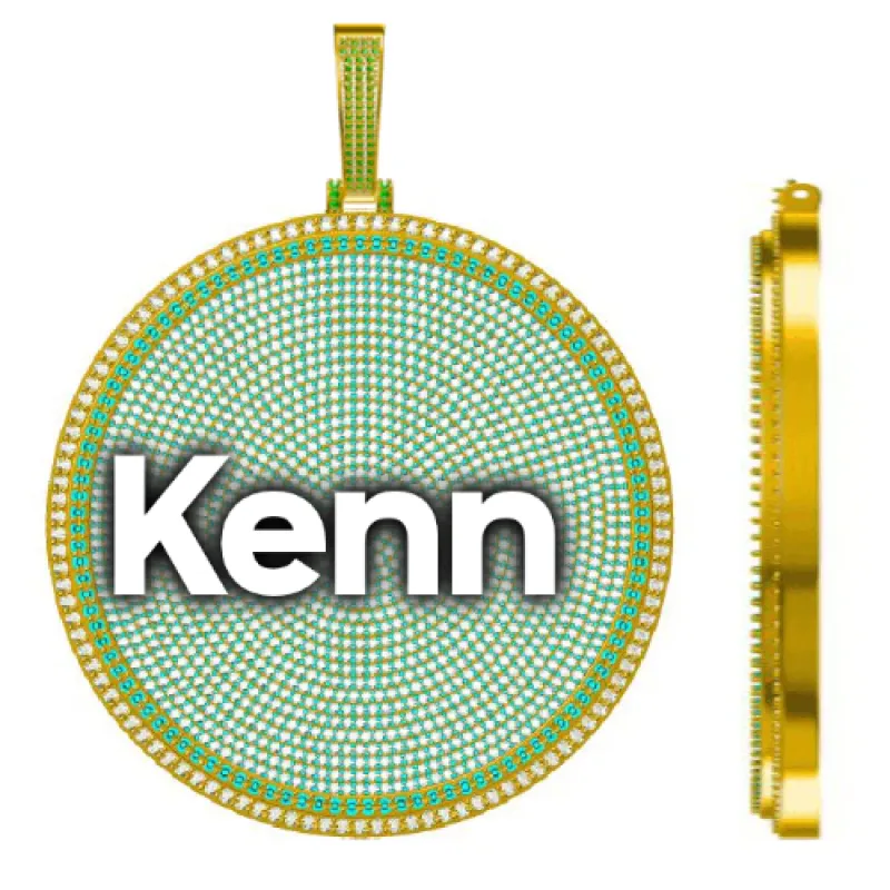 CUSTOM LETTER NECKLACE 3D BIG DISC sold by The GUU Shop