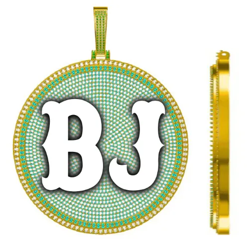 CUSTOM LETTER NECKLACE 3D BIG DISC sold by The GUU Shop