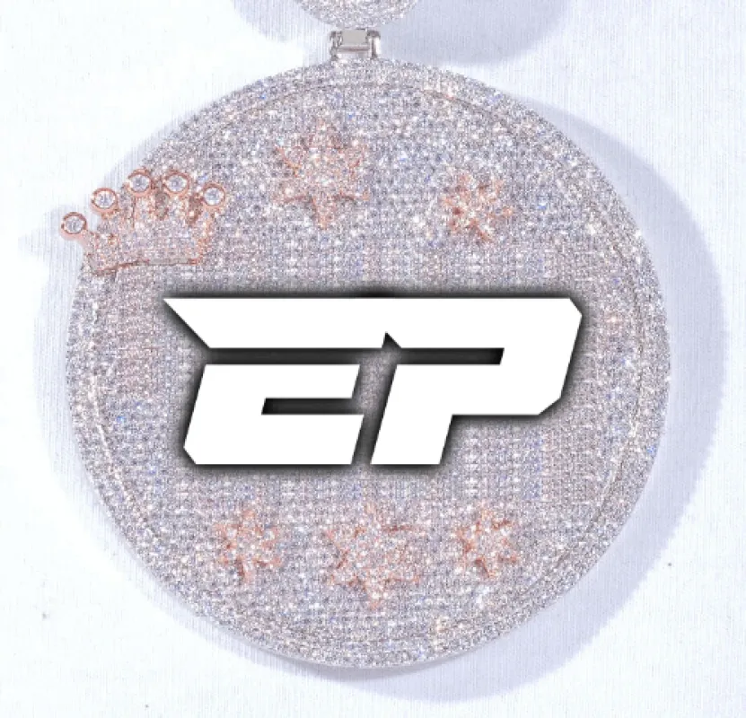 CUSTOM LETTER NECKLACE 3D BIG CROWN DISC sold by The GUU Shop