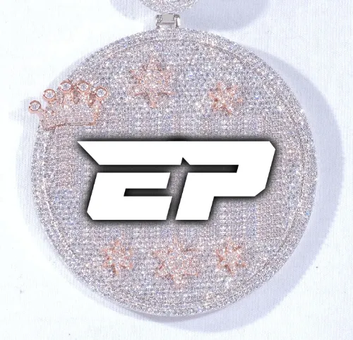 CUSTOM LETTER NECKLACE 3D BIG CROWN DISC sold by The GUU Shop