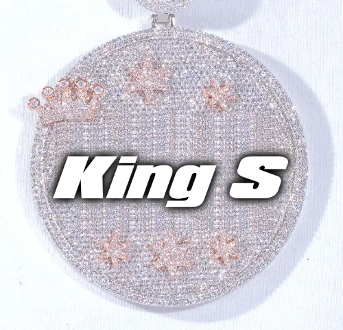 CUSTOM LETTER NECKLACE 3D BIG CROWN DISC sold by The GUU Shop