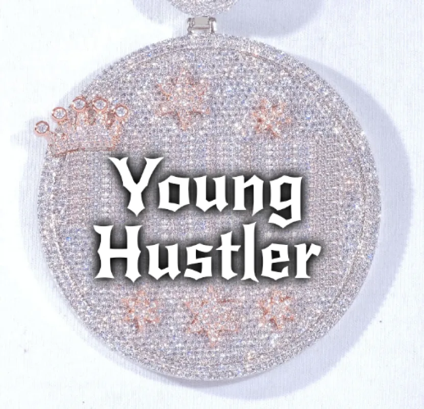 CUSTOM LETTER NECKLACE 3D BIG CROWN DISC sold by The GUU Shop