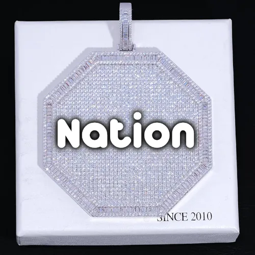 CUSTOM LETTER NECKLACE 3D BIG OCTAGON sold by The GUU Shop