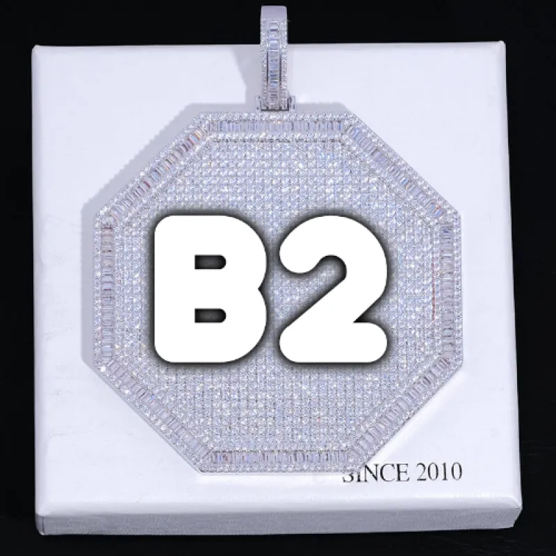 CUSTOM LETTER NECKLACE 3D BIG OCTAGON sold by The GUU Shop