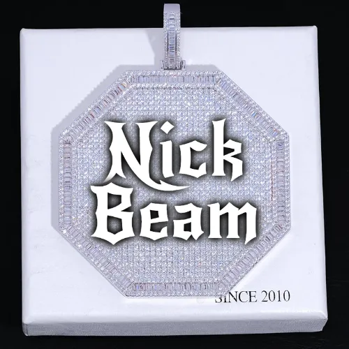 CUSTOM LETTER NECKLACE 3D BIG OCTAGON sold by The GUU Shop