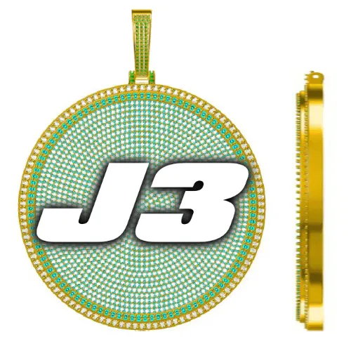 CUSTOM LETTER NECKLACE 3D BIG DISC sold by The GUU Shop