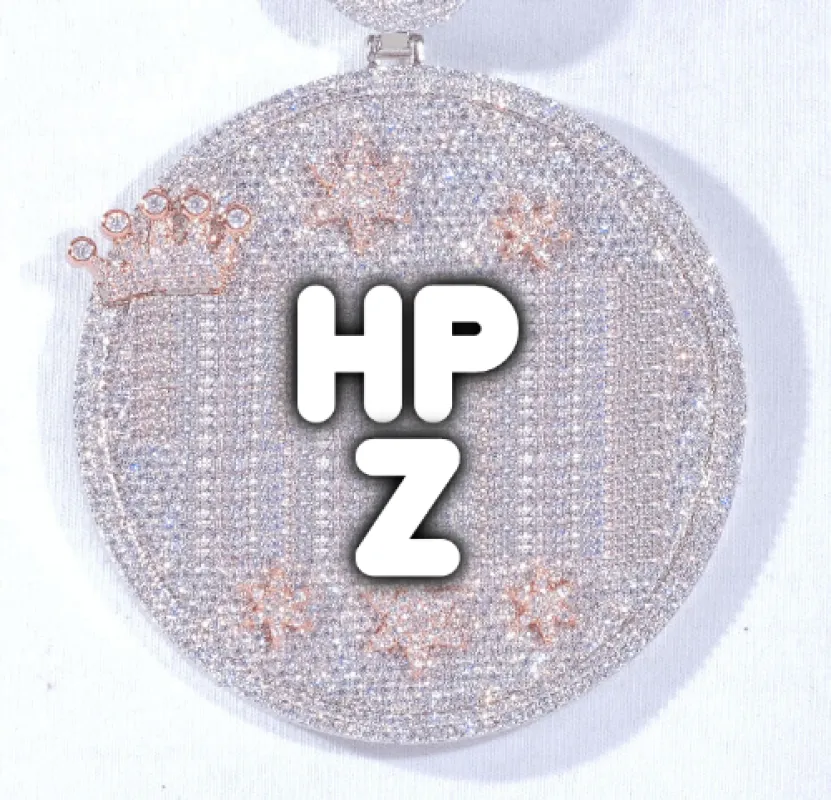 CUSTOM LETTER NECKLACE 3D BIG CROWN DISC sold by The GUU Shop