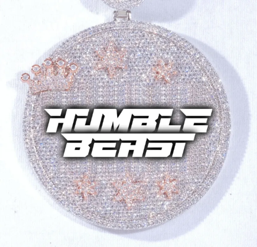 CUSTOM LETTER NECKLACE 3D BIG CROWN DISC sold by The GUU Shop