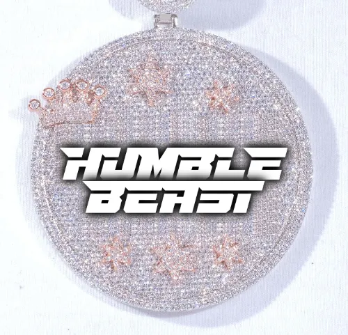 CUSTOM LETTER NECKLACE 3D BIG CROWN DISC sold by The GUU Shop