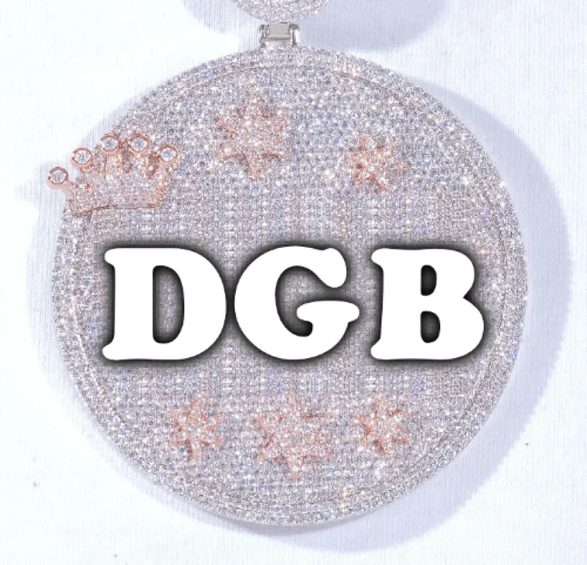 CUSTOM LETTER NECKLACE 3D BIG CROWN DISC sold by The GUU Shop
