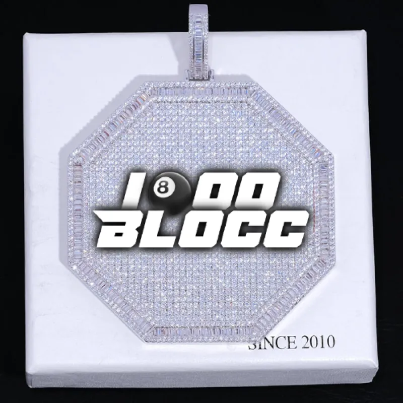 CUSTOM LETTER NECKLACE 3D BIG OCTAGON sold by The GUU Shop