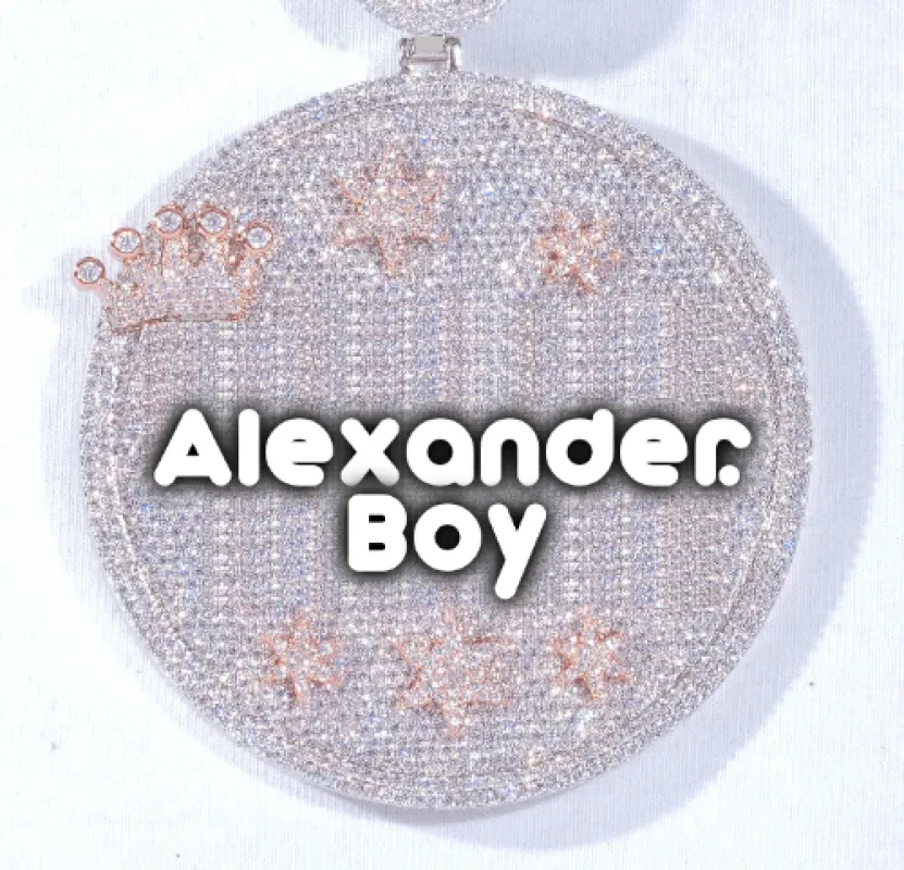 CUSTOM LETTER NECKLACE 3D BIG CROWN DISC sold by The GUU Shop