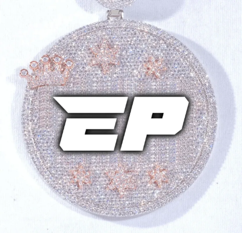 CUSTOM LETTER NECKLACE 3D BIG CROWN DISC sold by The GUU Shop