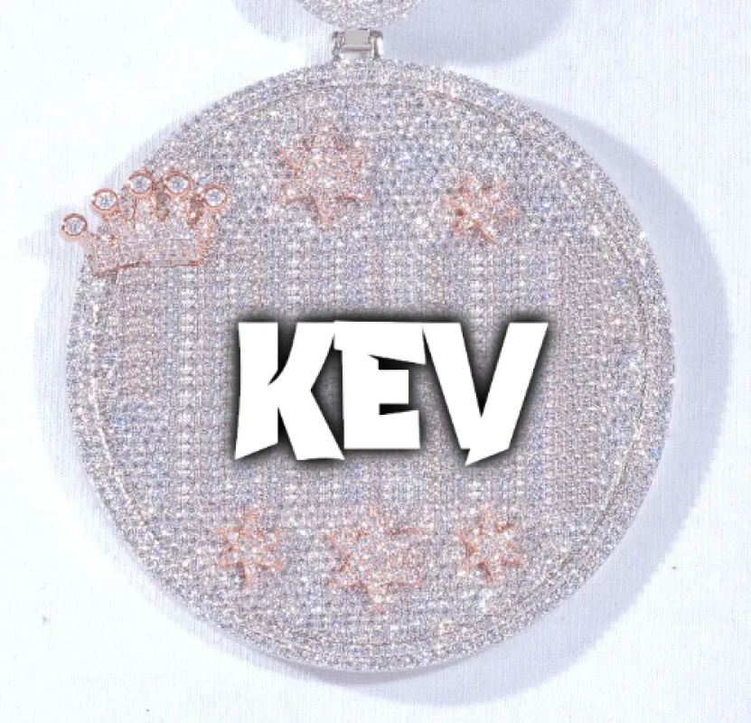 CUSTOM LETTER NECKLACE 3D BIG CROWN DISC sold by The GUU Shop