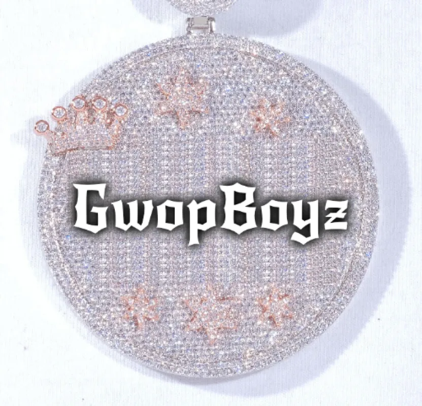 CUSTOM LETTER NECKLACE 3D BIG CROWN DISC sold by The GUU Shop