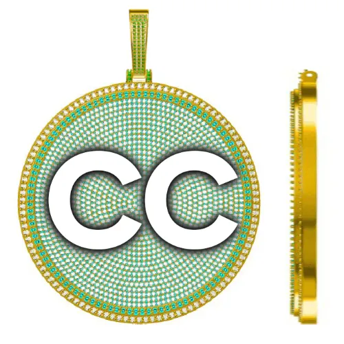 CUSTOM LETTER NECKLACE 3D BIG DISC sold by The GUU Shop