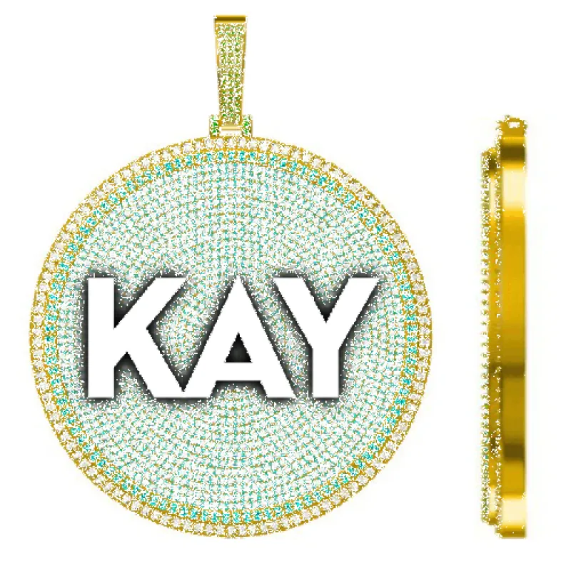 CUSTOM LETTER NECKLACE 3D BIG DISC sold by The GUU Shop