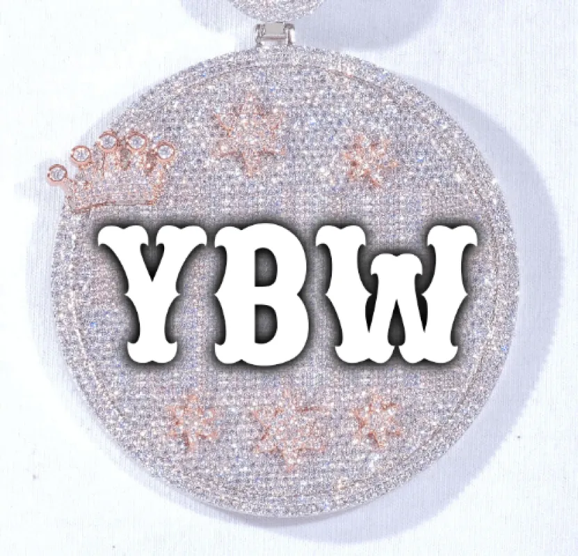 CUSTOM LETTER NECKLACE 3D BIG CROWN DISC sold by The GUU Shop