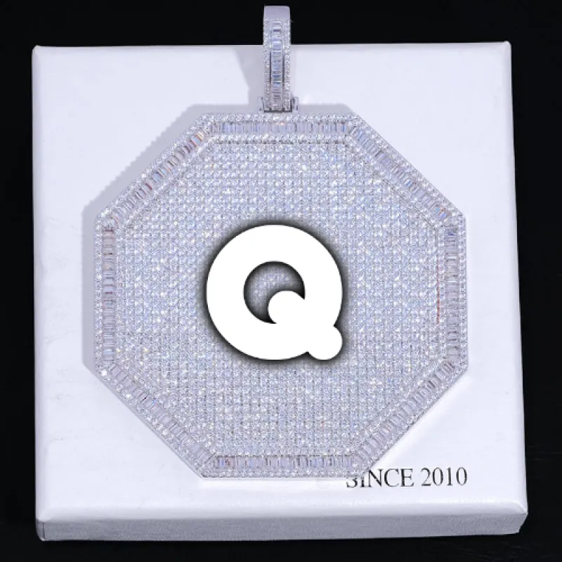 CUSTOM LETTER NECKLACE 3D BIG OCTAGON sold by The GUU Shop