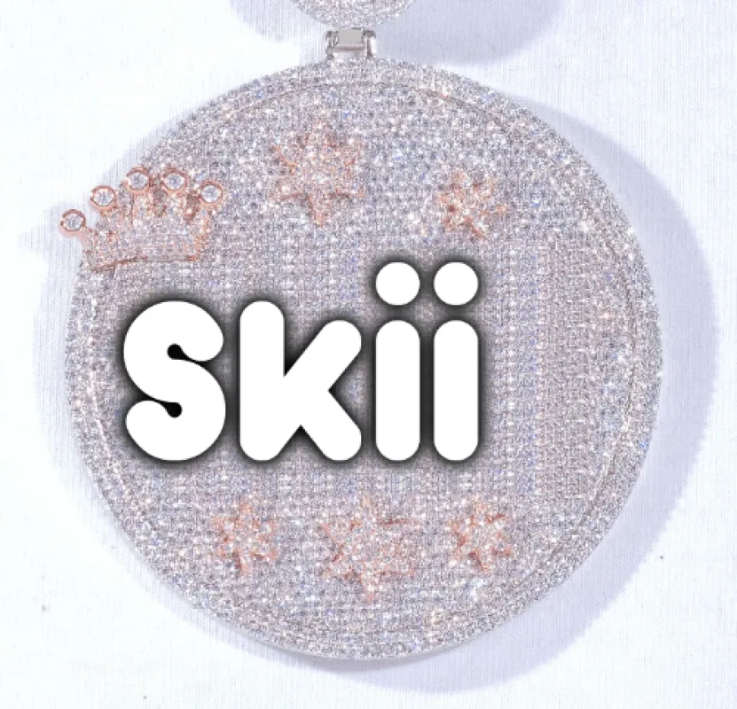 CUSTOM LETTER NECKLACE 3D BIG CROWN DISC sold by The GUU Shop