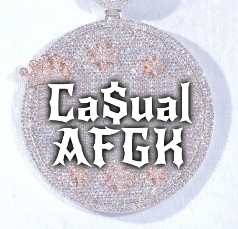 CUSTOM LETTER NECKLACE 3D BIG CROWN DISC sold by The GUU Shop