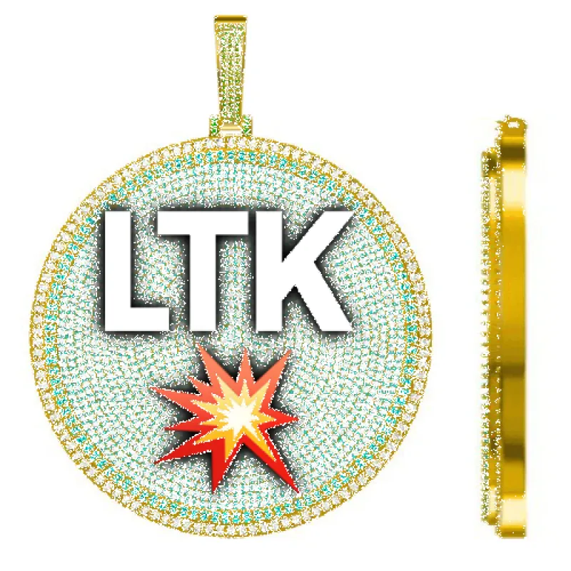 CUSTOM LETTER NECKLACE 3D BIG DISC sold by The GUU Shop