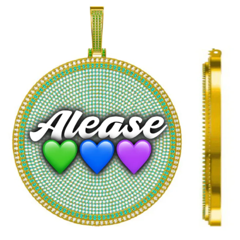 CUSTOM LETTER NECKLACE 3D BIG DISC sold by The GUU Shop