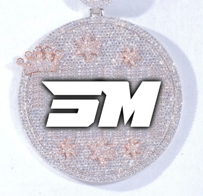 CUSTOM LETTER NECKLACE 3D BIG CROWN DISC sold by The GUU Shop